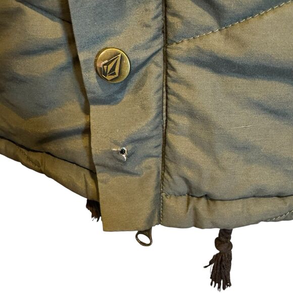 Volcom Workwear Men’s Hooded Quilted Jacket M Olive Drab Brown Mountain Lining - Picture 14 of 16